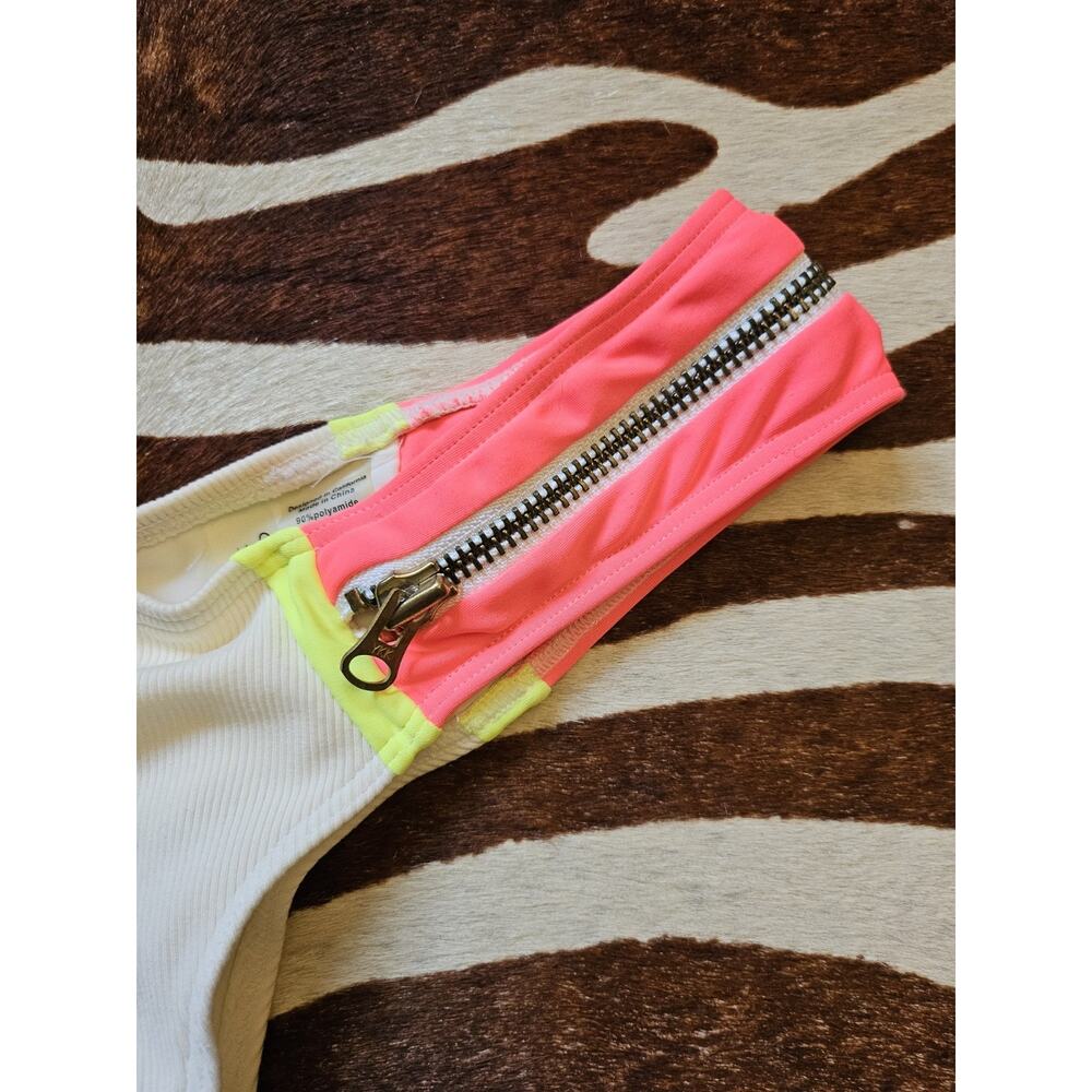 Beach Bunny Endless Summer Cheeky Zipper Bikini Bottoms Neon Sz M - Picture 3 of 5